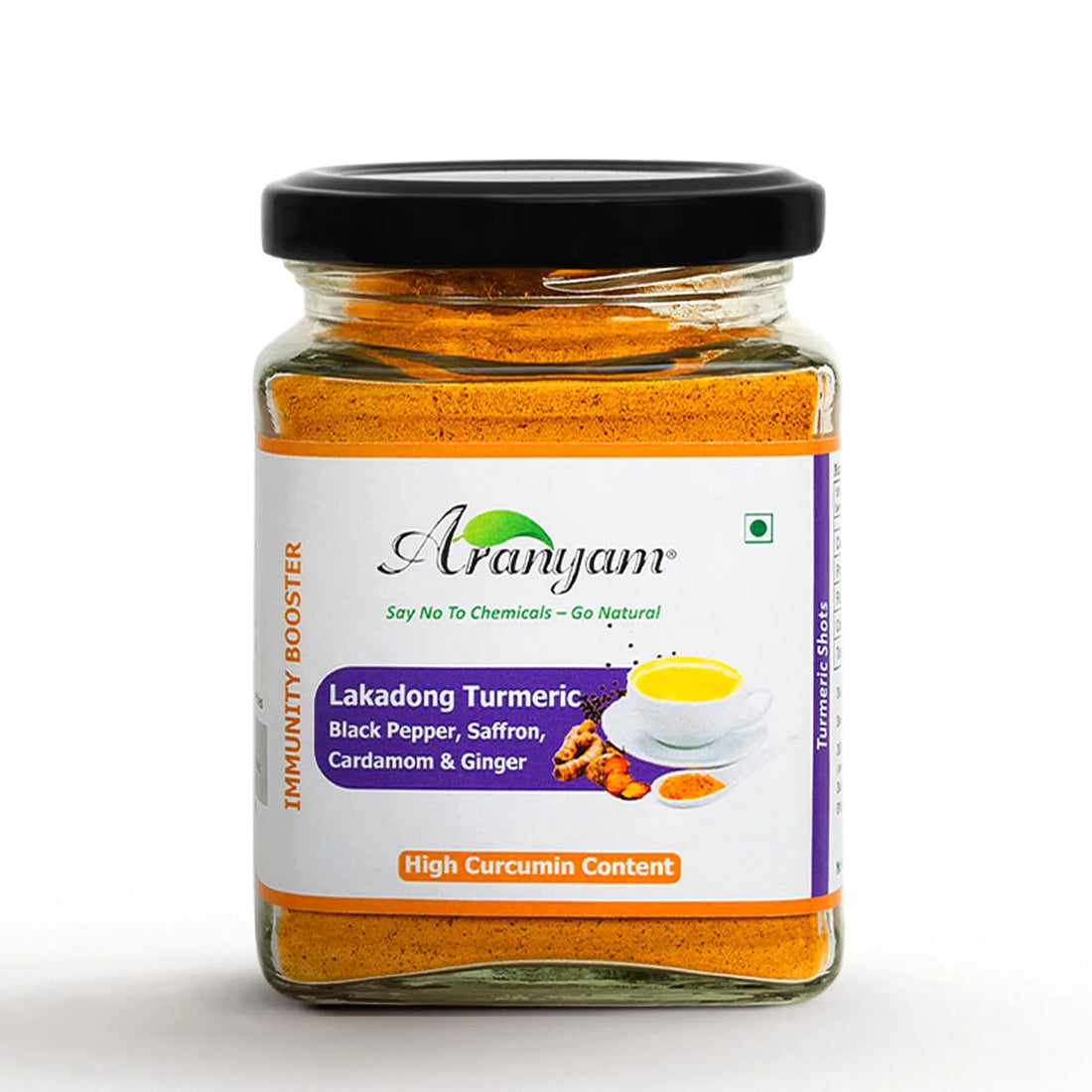 Lakadong Turmeric | Lakadong Turmeric Mix with Black Pepper, Saffron, Cardamom &amp; Ginger - No Artificial Colors, Additives &amp; No Added Preservatives - Aranyam - 100gm