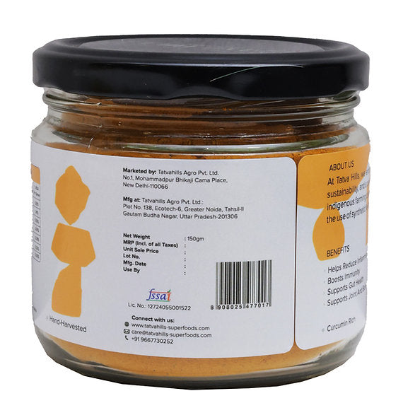 Turmeric Powder | Lakadong Turmeric Tellicherry Pepper (With Black Pepper For Enhanced Absorption) – No Added Preservatives &amp; Additives Free – Tatva Hills – 150gm