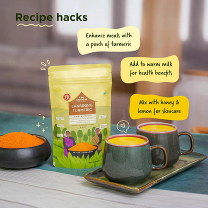 Turmeric Powder | Single Origin Lakadong Turmeric Powder (Mulieh, West Jaintia Hills, Meghalaya) - 10.43% Curcumin - Sundried - No Added Color - Two Brothers - 150g