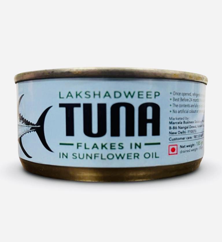 Lakshadweep Tuna | Flakes In Sunflower Oil - No Added Artificial Colours &amp;amp; No Added Preservatives - Marcela - 185gm
