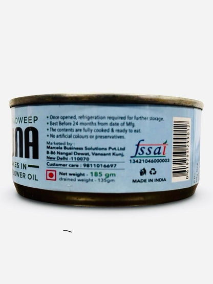 Lakshadweep Tuna | Flakes In Sunflower Oil - No Added Artificial Colours &amp;amp; No Added Preservatives - Marcela - 185gm