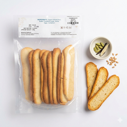 Langues De chat (Wafer Thin Vanilla Cookies With A Twist Of Cardamom)– Tamarind Bakery – 200gm