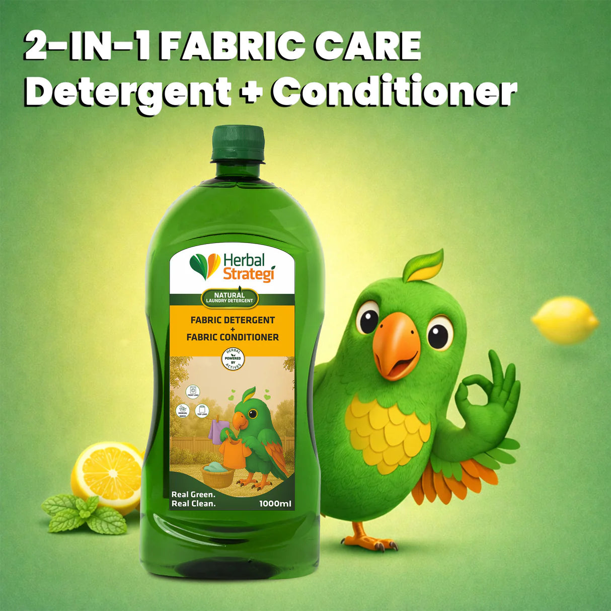 Natural Laundry Detergent-Fabric Detergent, Fabric Conditioner – Herbal Strategi – 1000ml