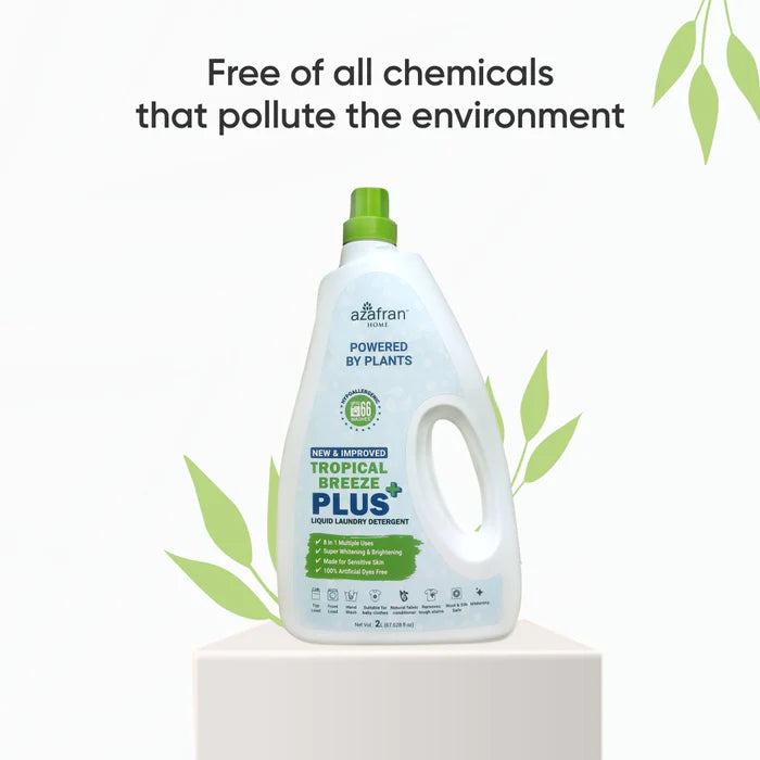 Laundry Detergent | Tropical Breeze Plus (Liquid) - Suitable For All Fabric Types - Vegan, Cruelty Free & Chemical Free - Azafran - 2000ml