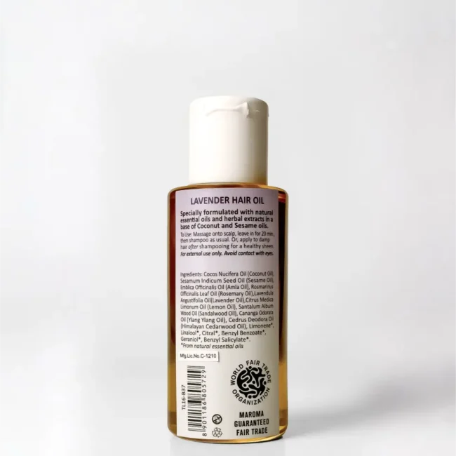 Hair Oil | Lavender Hair Oil with Balancing Rosemary and Amla Oil -Natural Oil Blend,  Vegan -Calms scalp, Boosts shine, Lightweight hydration- Dehydrated Hair, Dandruff-Scalp Health, Hair Strengthening - Maroma - 100ml