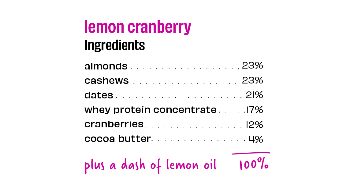 Lemon Cranberry 13g Protein Bar – No Added Sugar &amp;amp; Soy Free - The Whole Truth – 52gm