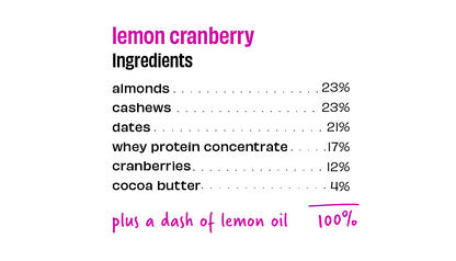 Lemon Cranberry 13g Protein Bar – No Added Sugar &amp;amp; Soy Free - The Whole Truth – 52gm