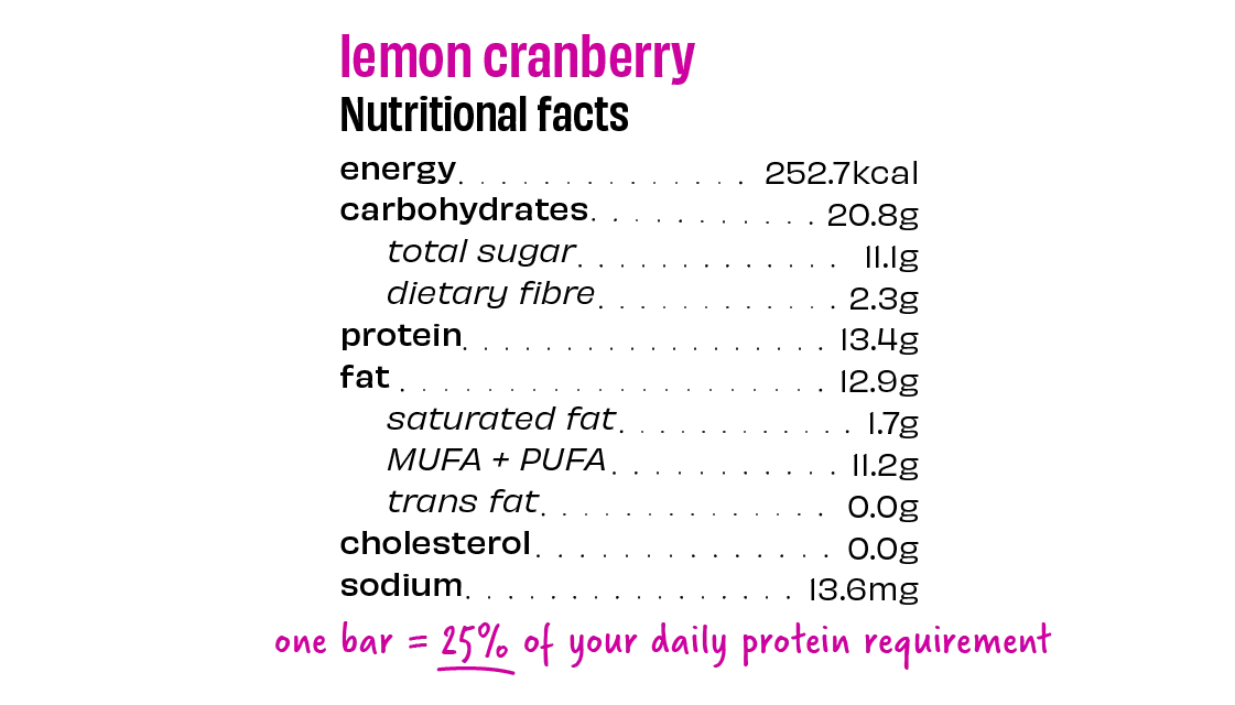Lemon Cranberry 13g Protein Bar – No Added Sugar &amp;amp; Soy Free - The Whole Truth – 52gm