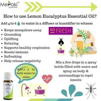 Lemon Eucalyptus Natural Essential Oil - Natural - Indian - Meraki Essentials - 10ml