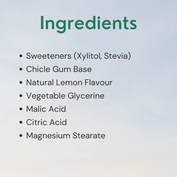 Lemon Chewing Gum - Sour, Sweet - 15 Pieces Per Pack - Natural - Indian - Vegan, Sugar Free &amp; Plastic Free - Gud Gum - 21gm