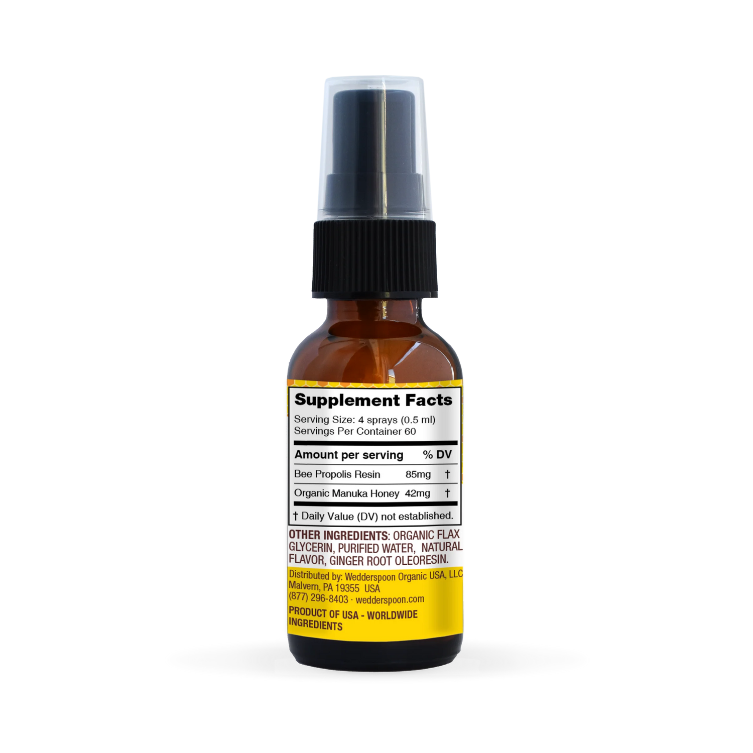 Propolis and Manuka Honey - MGO 400+ - Throat Spray - Lemon Ginger - Natural Flavoured - Wedderspoon - 30ml