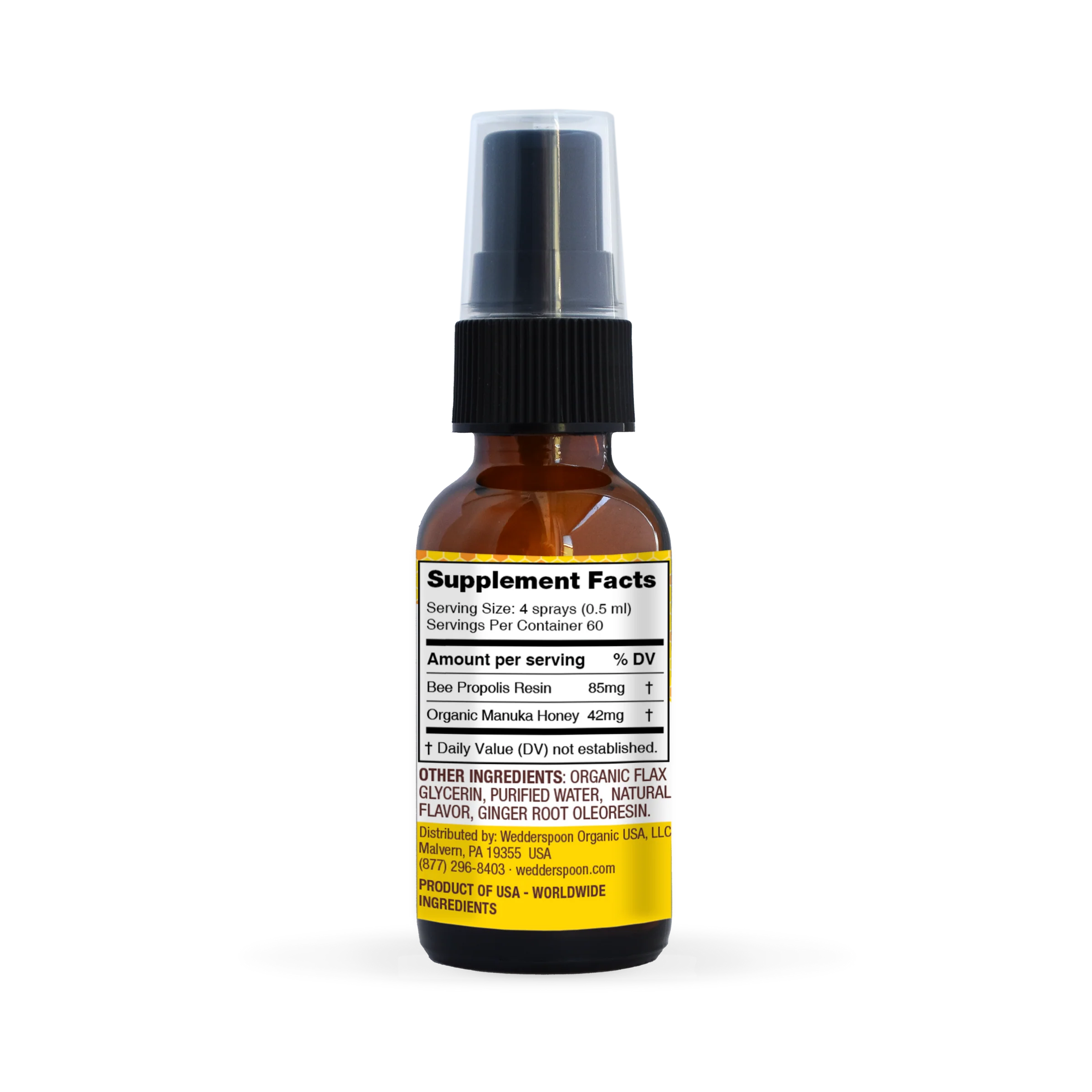 Propolis and Manuka Honey - MGO 400+ - Throat Spray - Lemon Ginger - Natural Flavoured - Wedderspoon - 30ml