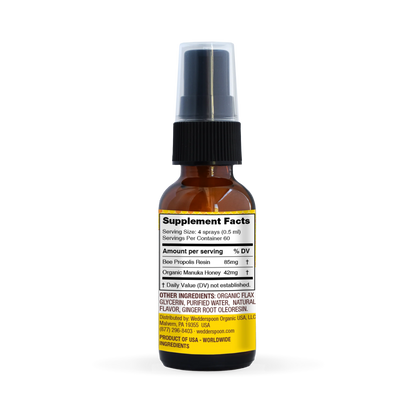 Propolis and Manuka Honey - MGO 400+ - Throat Spray - Lemon Ginger - Natural Flavoured - Wedderspoon - 30ml