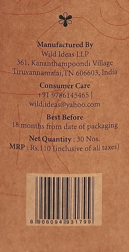 Lemongrass Agarbathi - Incense Stick with Essential Oil-All Natural Blend of Bark Wood Powder  – Wild Ideas –  30 Sticks Pack