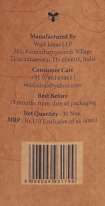 Lemongrass Agarbathi - Incense Stick with Essential Oil-All Natural Blend of Bark Wood Powder  – Wild Ideas –  30 Sticks Pack