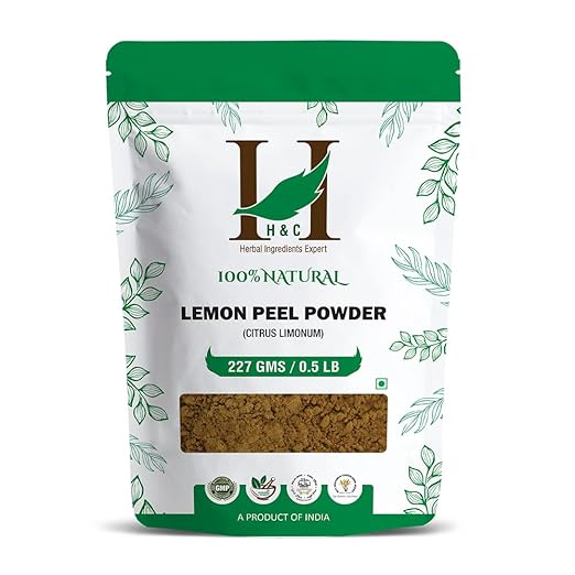Lemon Peel Powder (Orange)- Citrus Limonum - 100% Natural - H&amp;C - 100gm