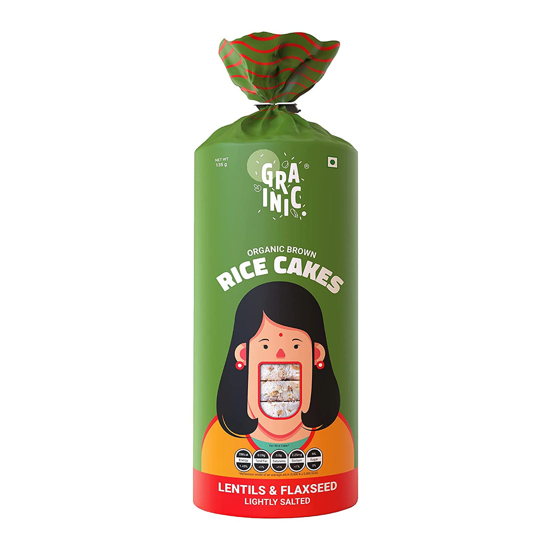 Lentils and Flaxseed Rice Cakes - Lightly Salted - Gluten Free, No Added Sugar & High Fiber - Grainic - 135gm