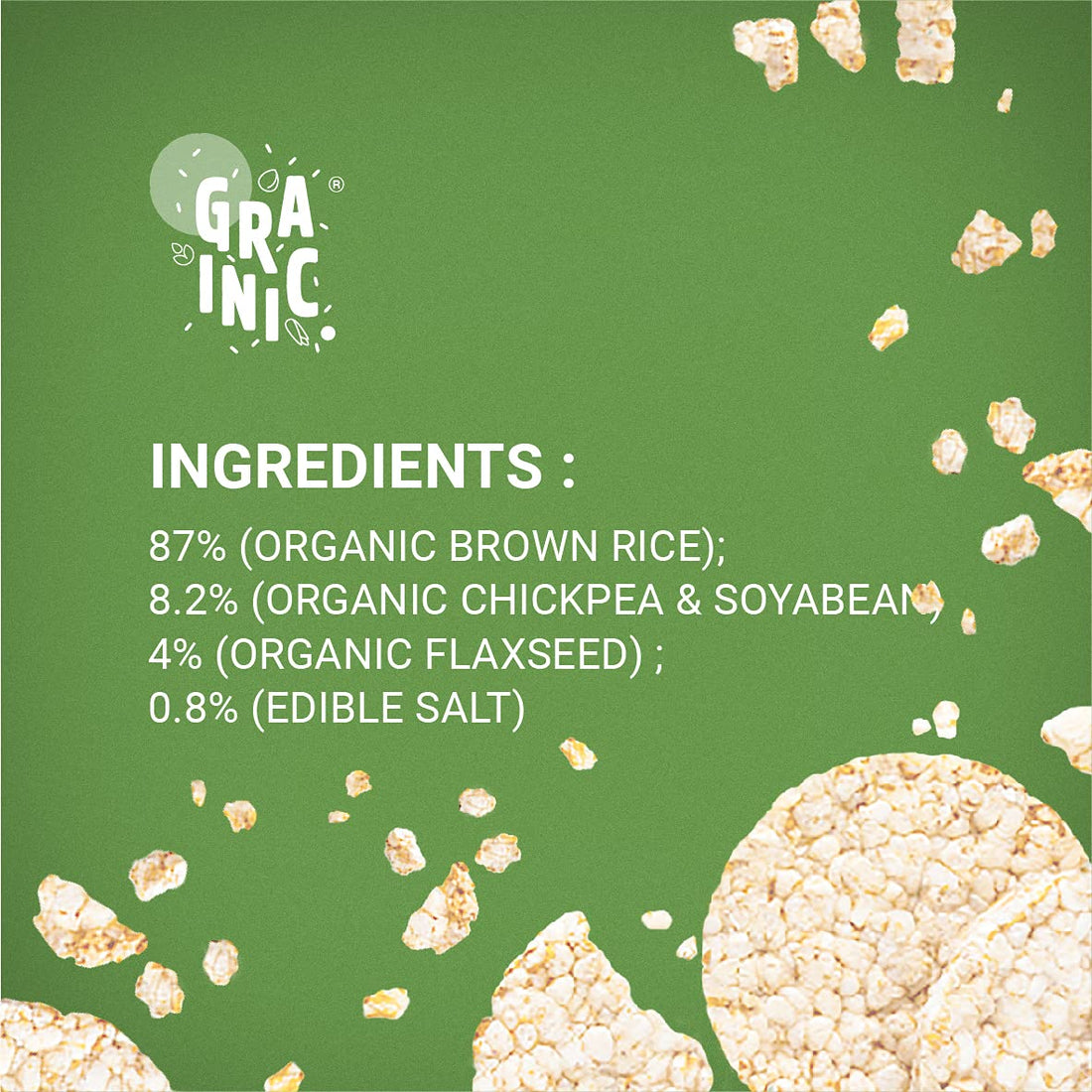 Lentils and Flaxseed Rice Cakes - Lightly Salted - Gluten Free, No Added Sugar &amp; High Fiber - Grainic - 135gm