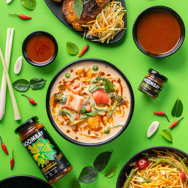 Lime Leaf + Lemongrass (Citrusy Spicy Sweet)- Stir Fry Sauce - Grill, Salad, Curry - Natural - Indian  - No Refined Sugar &amp;amp; No Bad Oil - Boombay - 250gm