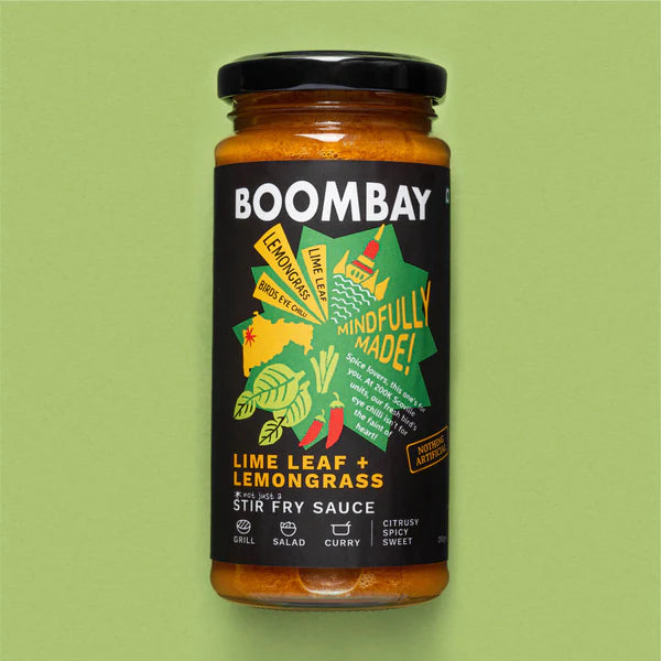 Lime Leaf + Lemongrass (Citrusy Spicy Sweet)- Stir Fry Sauce - Grill, Salad, Curry - Natural - Indian  - No Refined Sugar &amp;amp; No Bad Oil - Boombay - 250gm