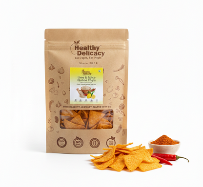 Chips| Lime &amp; Spice Quinoa Chips - Delicious Guilt Free , Vegan -Crispy, Crunchy Protein Rich Treat- Zero Cholesterol- No Trans Fat - No Preservative- High Energy -  Healthy Delicacy-210gm