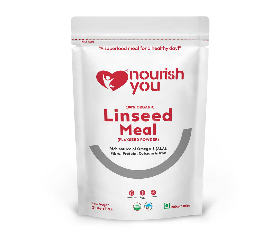 Linseed Meal (Flaxseed Powder) - Vegan, Gluten Free, Rich Source Of Protein, Omega – 3 Ala, Iron, Dietary Fibre &amp; Calcium - Nourish You - 200gm