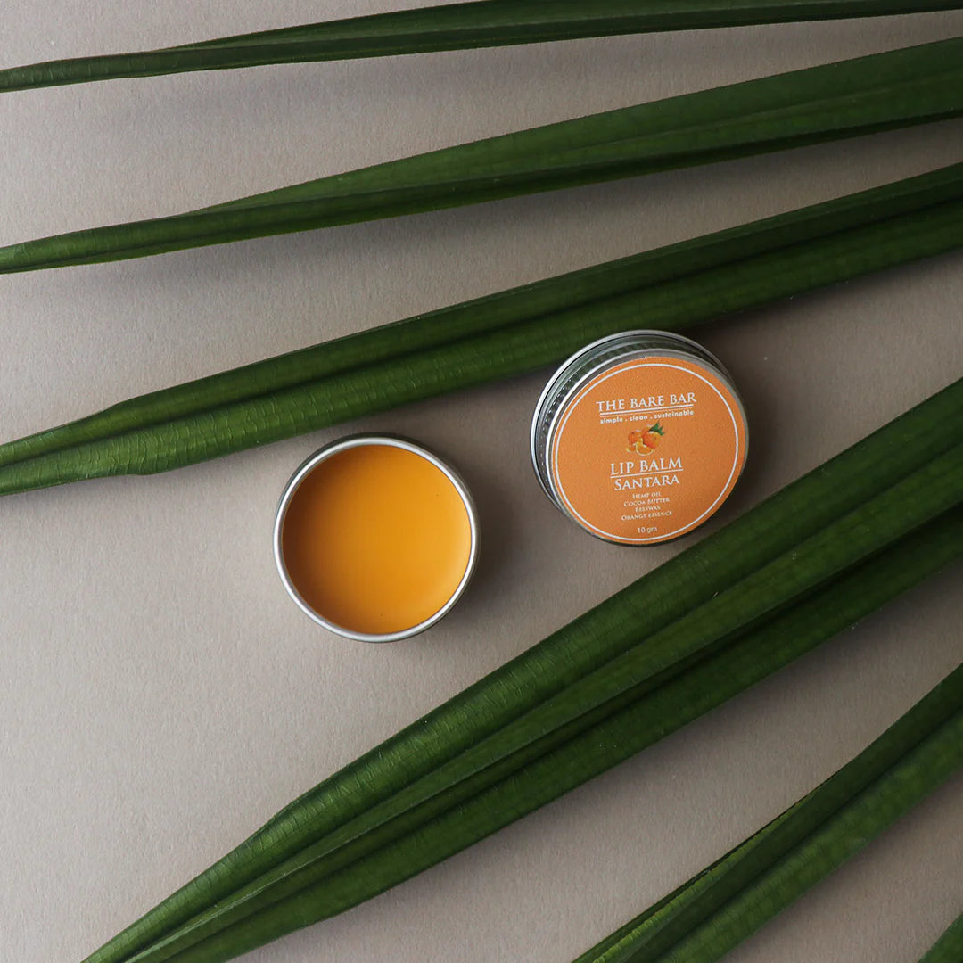 Lip Balm | Santara - Hydrates &amp; Nourishes Lips - No Artificial Flavors, Preservatives &amp; Mineral Oil Free - The Bare Bar - 10gm
