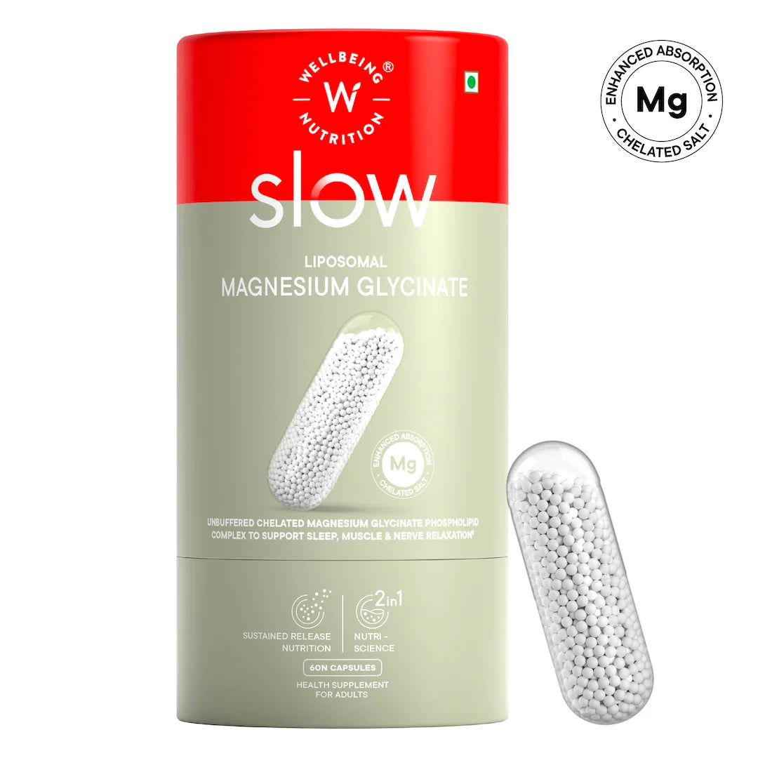 Liposomal Magnesium Glycinate  (Chelated) - Bioavailable, Preservatives Binders &amp; No Dyes - Wellbeing Nutrition - 60 Capsules
