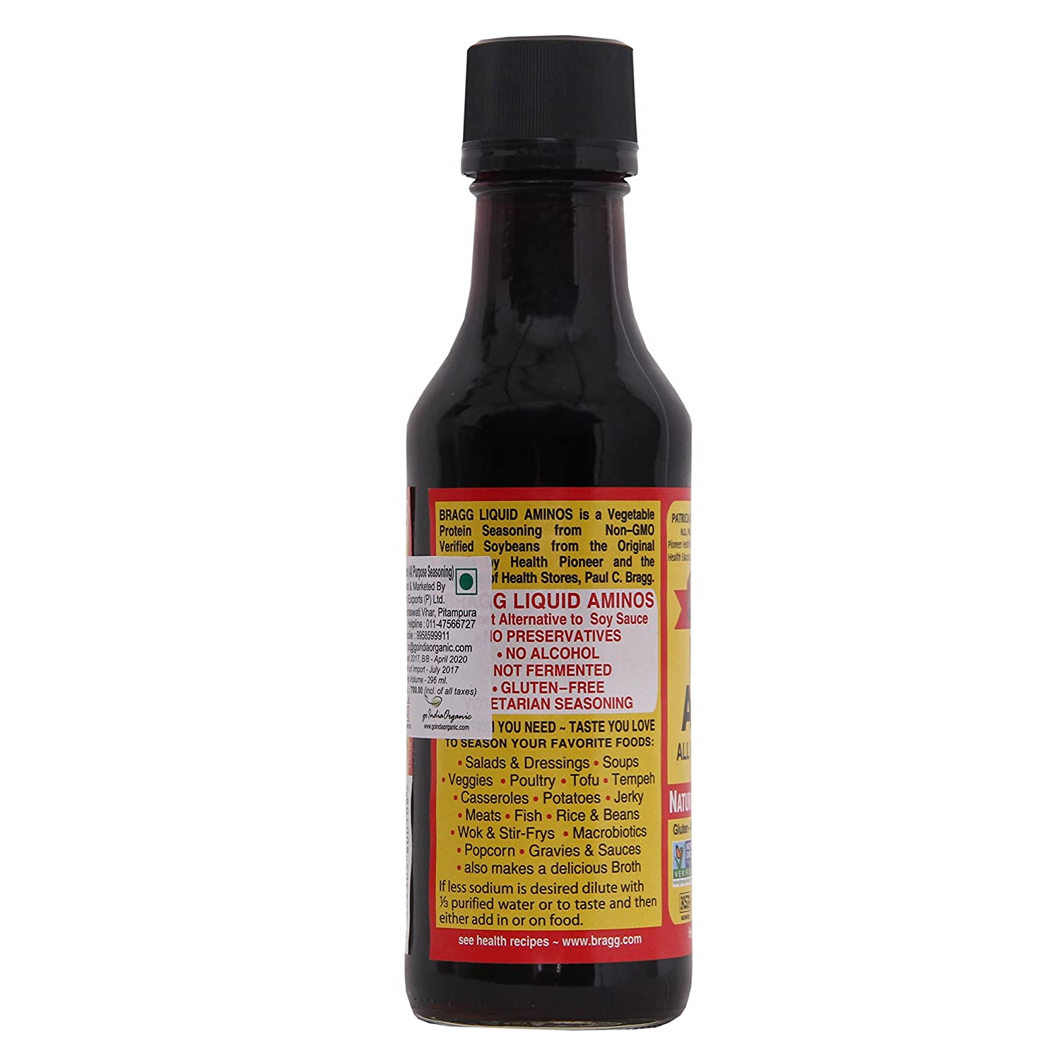 Liquid Amino – Soy Protein Seasoning - Gluten Free, No Added Preservatives &amp;amp; Non GMO – Bragg – 296ml