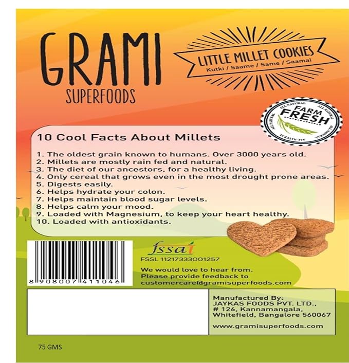 Cookies | Little Millet – No Maida, No Baking Powder, No Soda &amp; No Egg - Grami Super Foods – 75gm