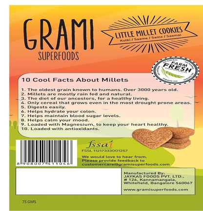Cookies | Little Millet – No Maida, No Baking Powder, No Soda &amp; No Egg - Grami Super Foods – 75gm