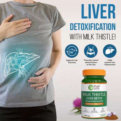 Liver Detox | (Milk Thistle) - Supports Liver Functions &amp;amp; Promotes Natural Detoxification - Pure Nutrition - (500mg) - 60Capsules