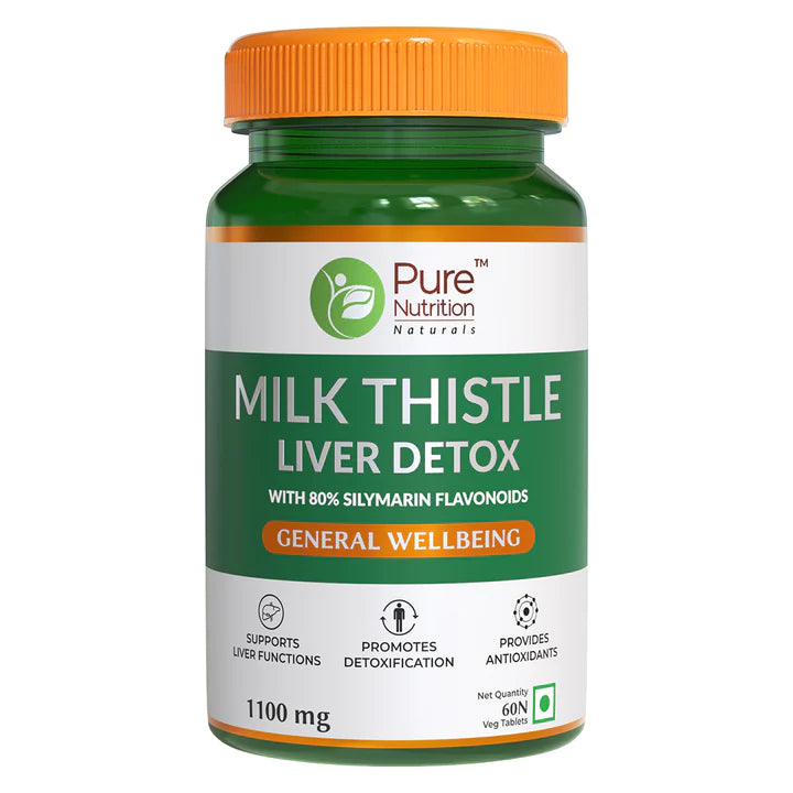 Liver Detox | (Milk Thistle) - Supports Liver Functions &amp;amp; Promotes Natural Detoxification - Pure Nutrition - (500mg) - 60Capsules