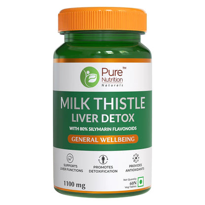 Liver Detox | (Milk Thistle) - Supports Liver Functions &amp;amp; Promotes Natural Detoxification - Pure Nutrition - (500mg) - 60Capsules