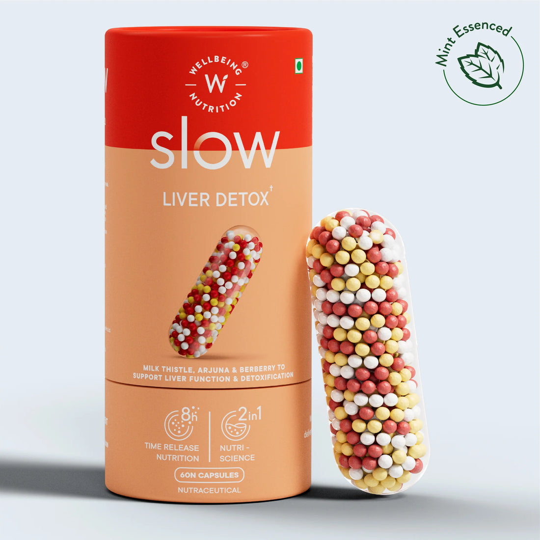 Slow – Liver Detox – Milk Thistle, Arjuna & Berberry - A Time Conscious Supplement In MCT Oil - Gently Cleanse & Regulate The Liver - Slow Release, Plant Base, No Wheat, No GMO & Nutri Science – Wellbeing Nutrition – 60 Capsules