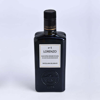 Lorenzo N° 5 - Soft Nocellara del Belice Olive Flavor - Extra Virgin Olive Oil (Italy)-Cold Extracted Authentic Sicilian Olive Oil  –Barbera – 500ml
