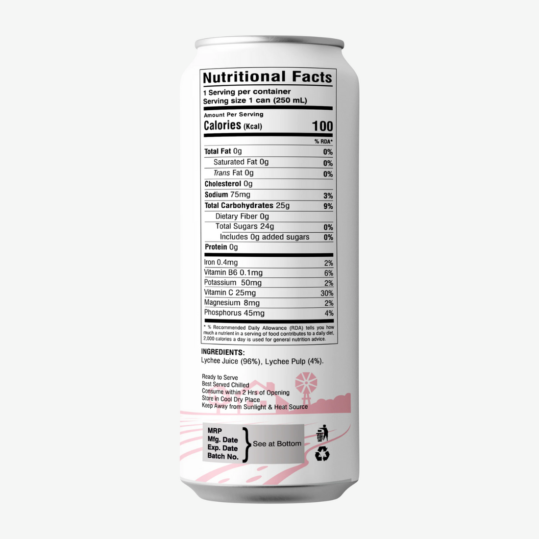 Juice | Lychee Juice - No Added Sugar, No Preservatives & No Concentrate - Dadu Fresh - 250ml