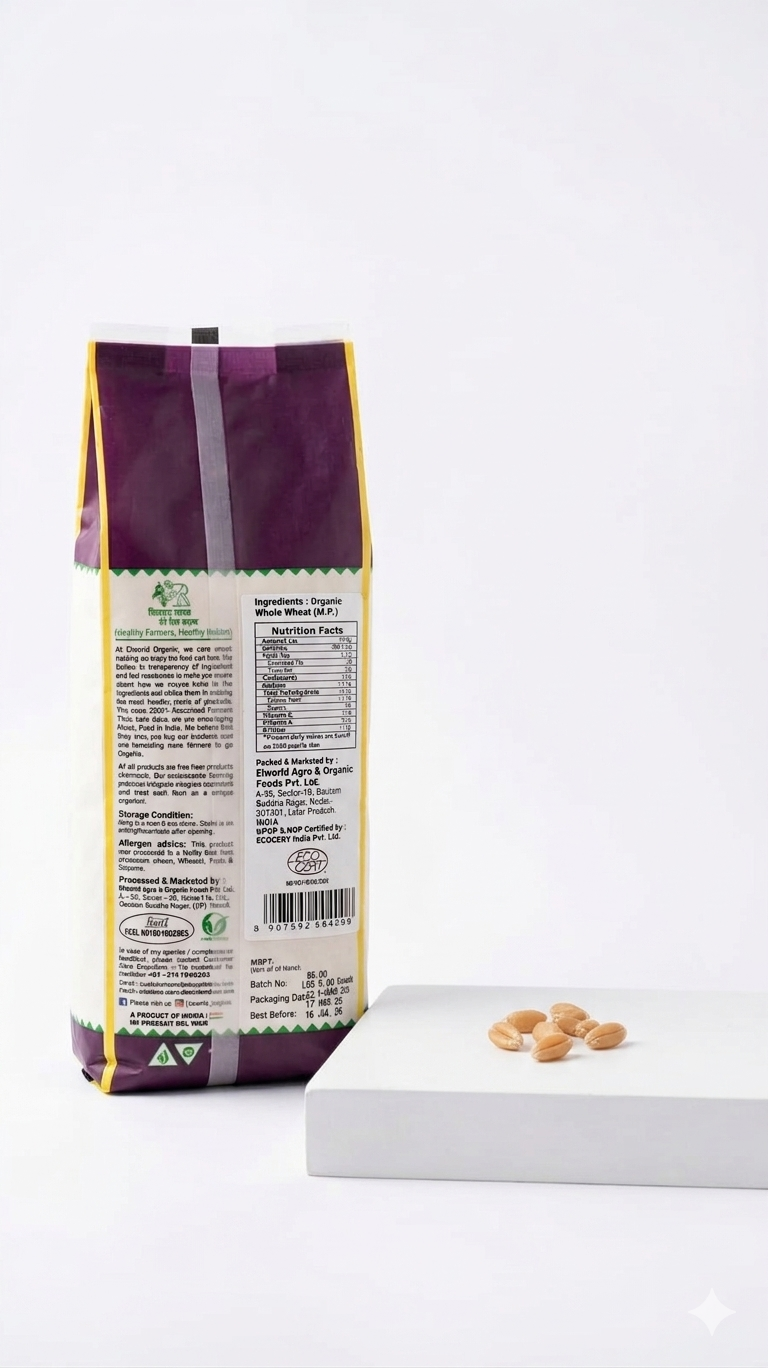 Flour | M.P Whole Wheat Flour (Atta)- USDA Organic - Elworld Organic - 1000gm