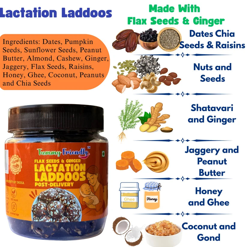 Laddus | Dry Fruit Laddus - With Flax Seeds &amp; Ginger - Home Made - No Chemical, No Palm Oil &amp; No Added Sugar - Tummy Friendly - 250gm
