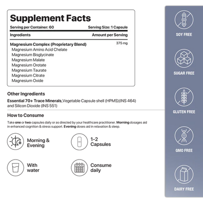 MAG7 |  Seven Complex Magnesium - Aids Relaxation, Recovery &amp;amp; Blood Pressure Regulation - Vegan, Gluten Free, Soy Free, Sugar Free, Non GMO &amp;amp; No Artificial Sweeteners - Decode Age - 60 Capsules