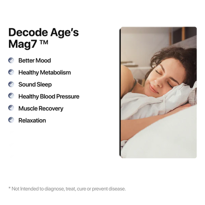 MAG7 |  Seven Complex Magnesium - Aids Relaxation, Recovery &amp;amp; Blood Pressure Regulation - Vegan, Gluten Free, Soy Free, Sugar Free, Non GMO &amp;amp; No Artificial Sweeteners - Decode Age - 60 Capsules