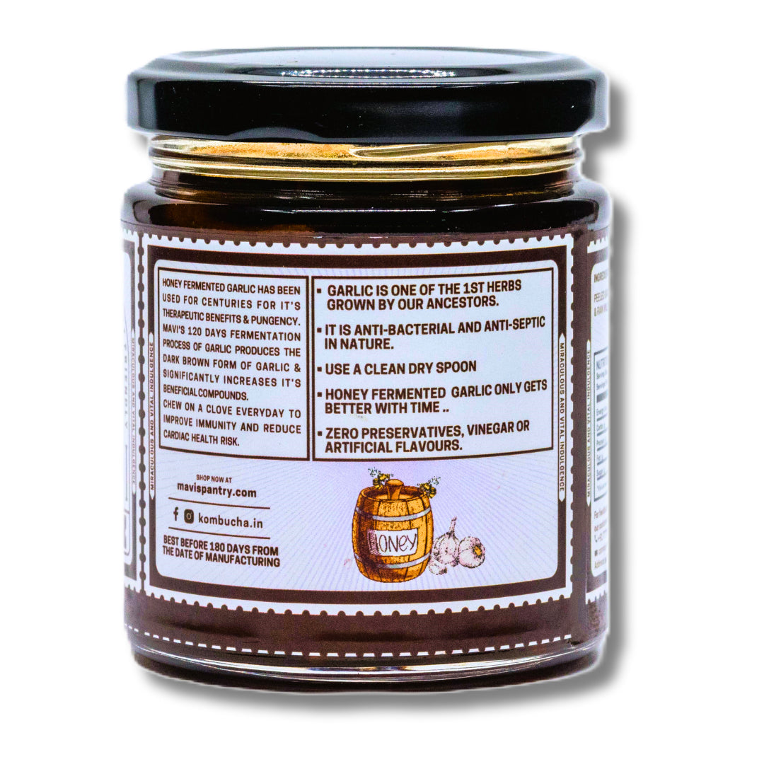 Fermented Garlic | Honey Fermented Garlic  - Savoury, Sweet, Juicy And Earthy - Vegan, No Added Vingear, Flavours &amp; No Preservatives - MAVI’s - 200gm