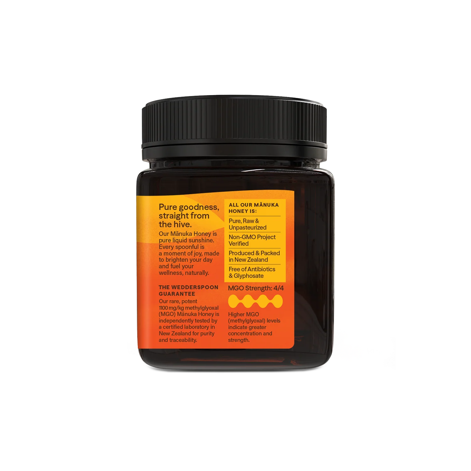 Mānuka Honey | Raw Monofloral Mānuka Honey MGO 1100+ - Wedderspoon -  250gm