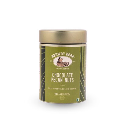 Nuts | Chocolate Pecan Nuts-55% Date-Sweetened Dark Chocolate –No Added Sugar , No refined Sugar, No Fillers – Brawny Bear – 25gm