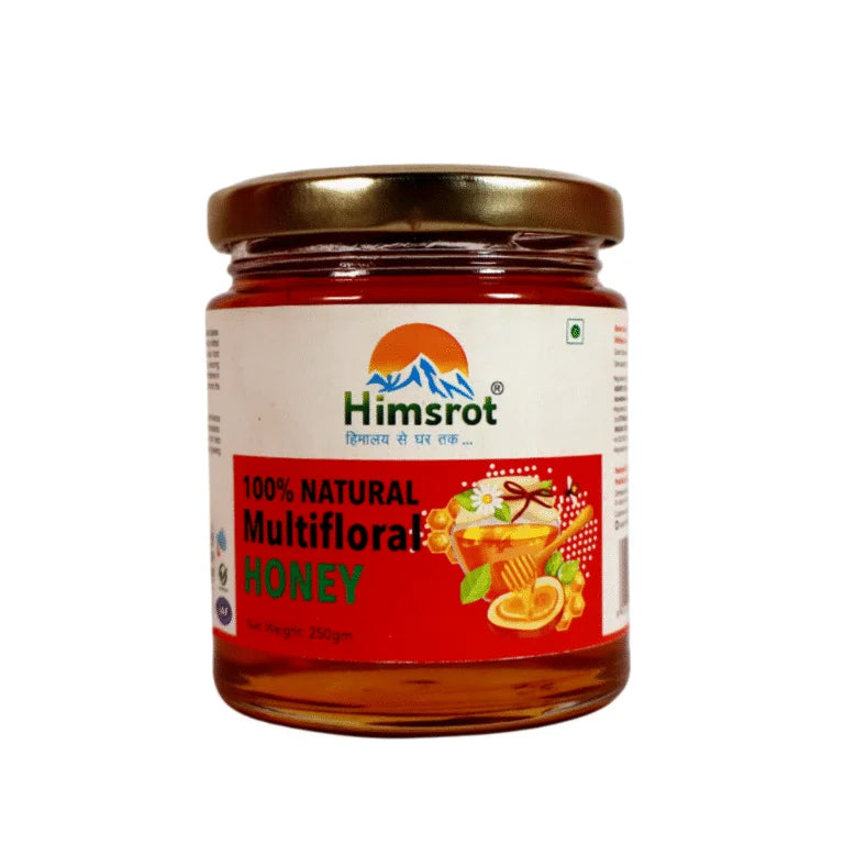 Honey | Multifloral Honey (Made With Real Fruit) - USDA Organic - No Preservatives, Colors & No Artificial Flavors - Himsrot - 250gm