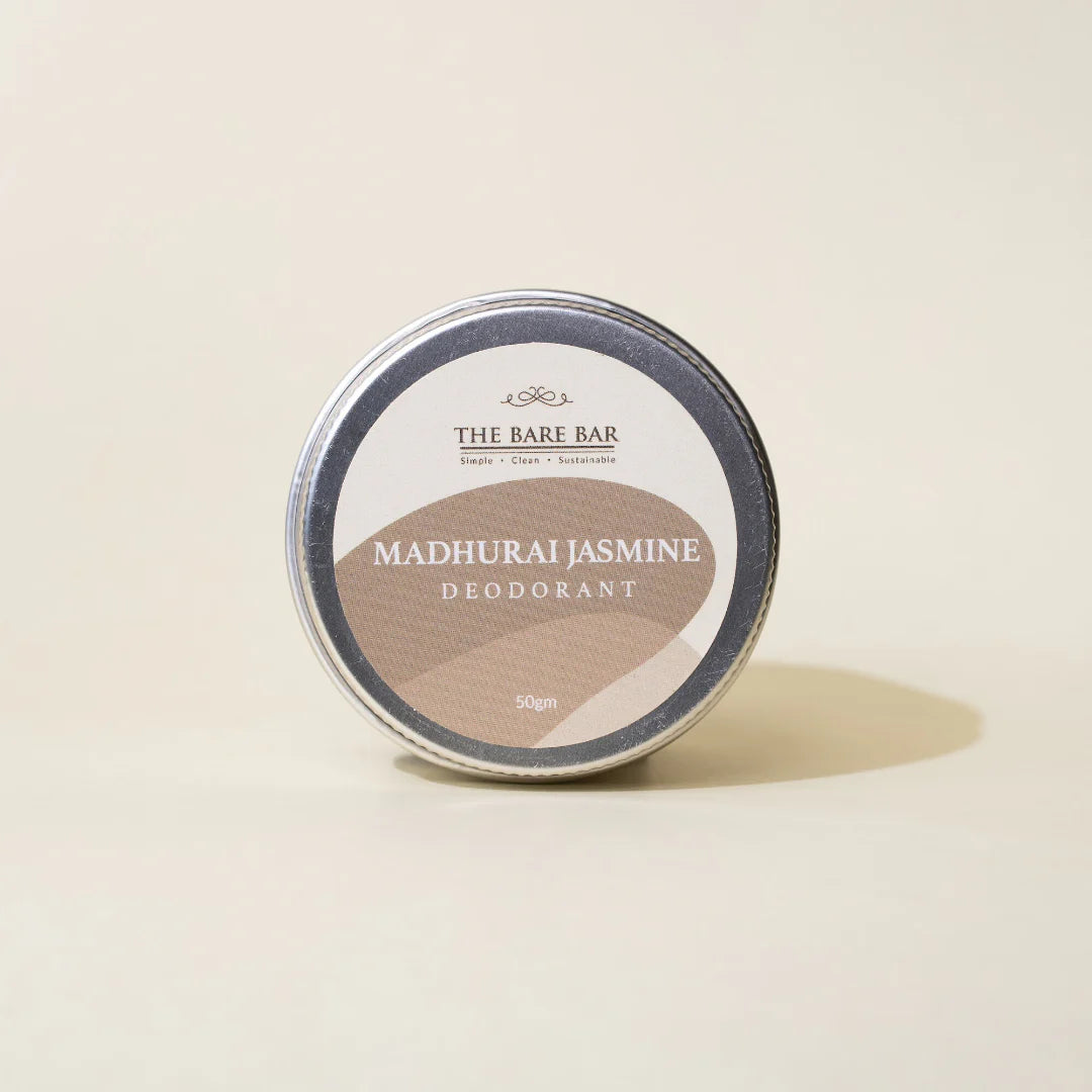 Deodorant | Madurai Jasmine Deodorant – Vegan, No Artificial Fragrances, Paraben Free &amp; No Added Preservatives – The Bare Bar – 60gm