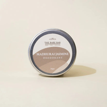 Deodorant | Madurai Jasmine Deodorant – Vegan, No Artificial Fragrances, Paraben Free &amp; No Added Preservatives – The Bare Bar – 60gm