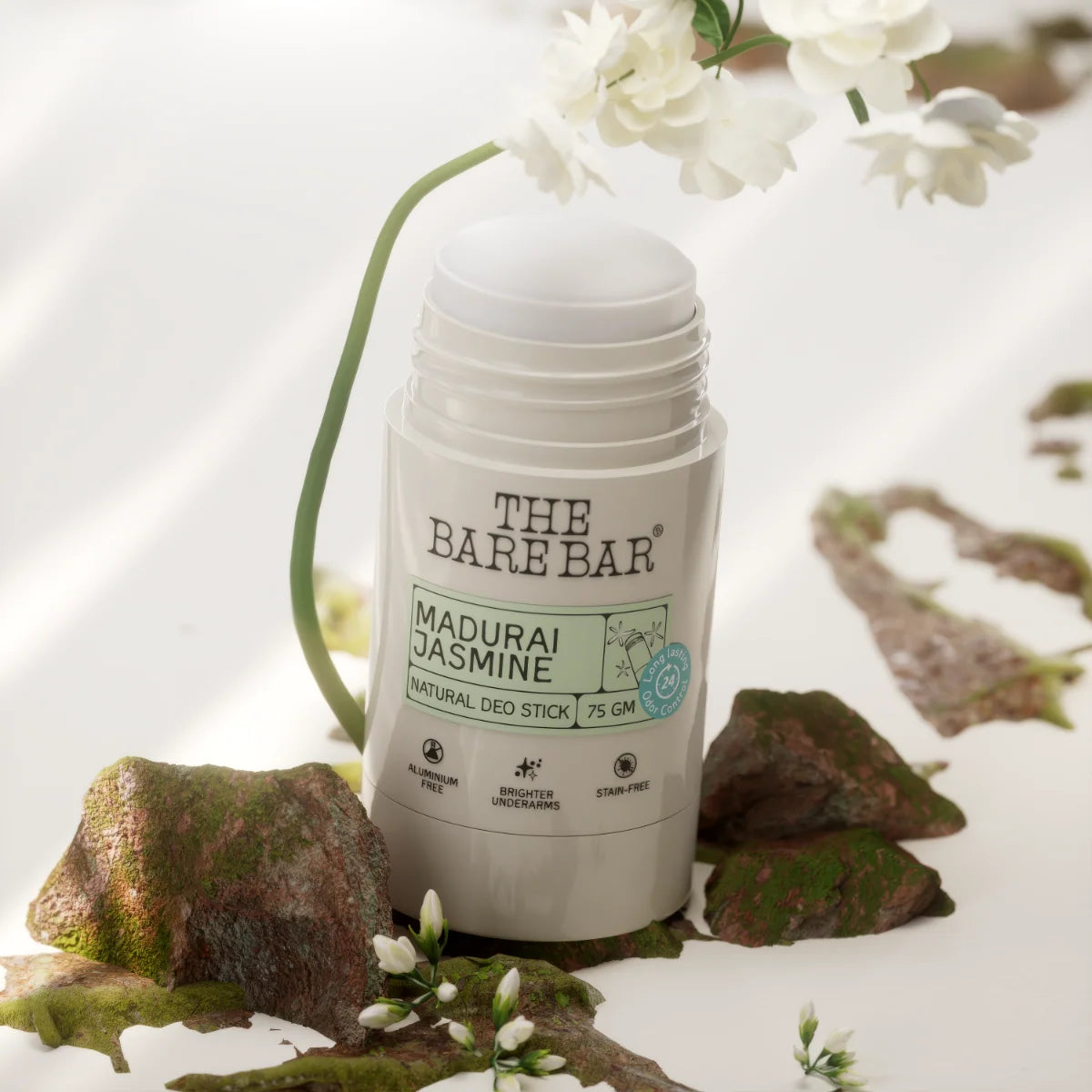 Deodorant | Madurai Jasmine Deodorant (Deo Stick) – Vegan, No Artificial Fragrances, Paraben Free &amp;amp; No Added Preservatives – The Bare Bar – 75gm