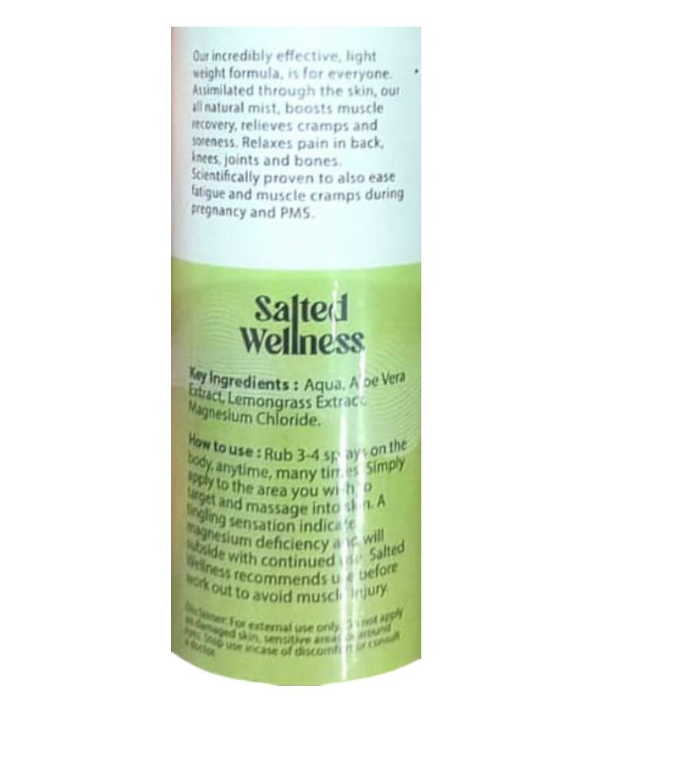 Body Mist | Magnesium Oil - Muscle Body Mist - 100% Natural - Supports Muscle Recovery - Salted Wellness - 100ml