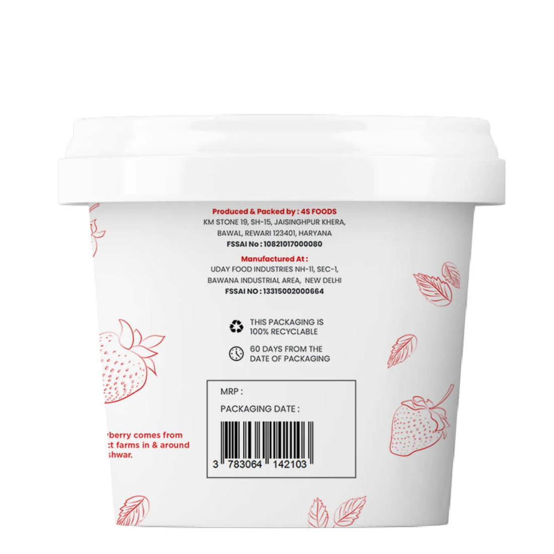 Ice Cream | Mahabaleshwar Strawberry Ice Cream – Hand Crafted Ice Cream – 100% Natural – No Added Preservatives, No Oil Fat & No Stabilisers – INDUS CREAMERY – 100ml